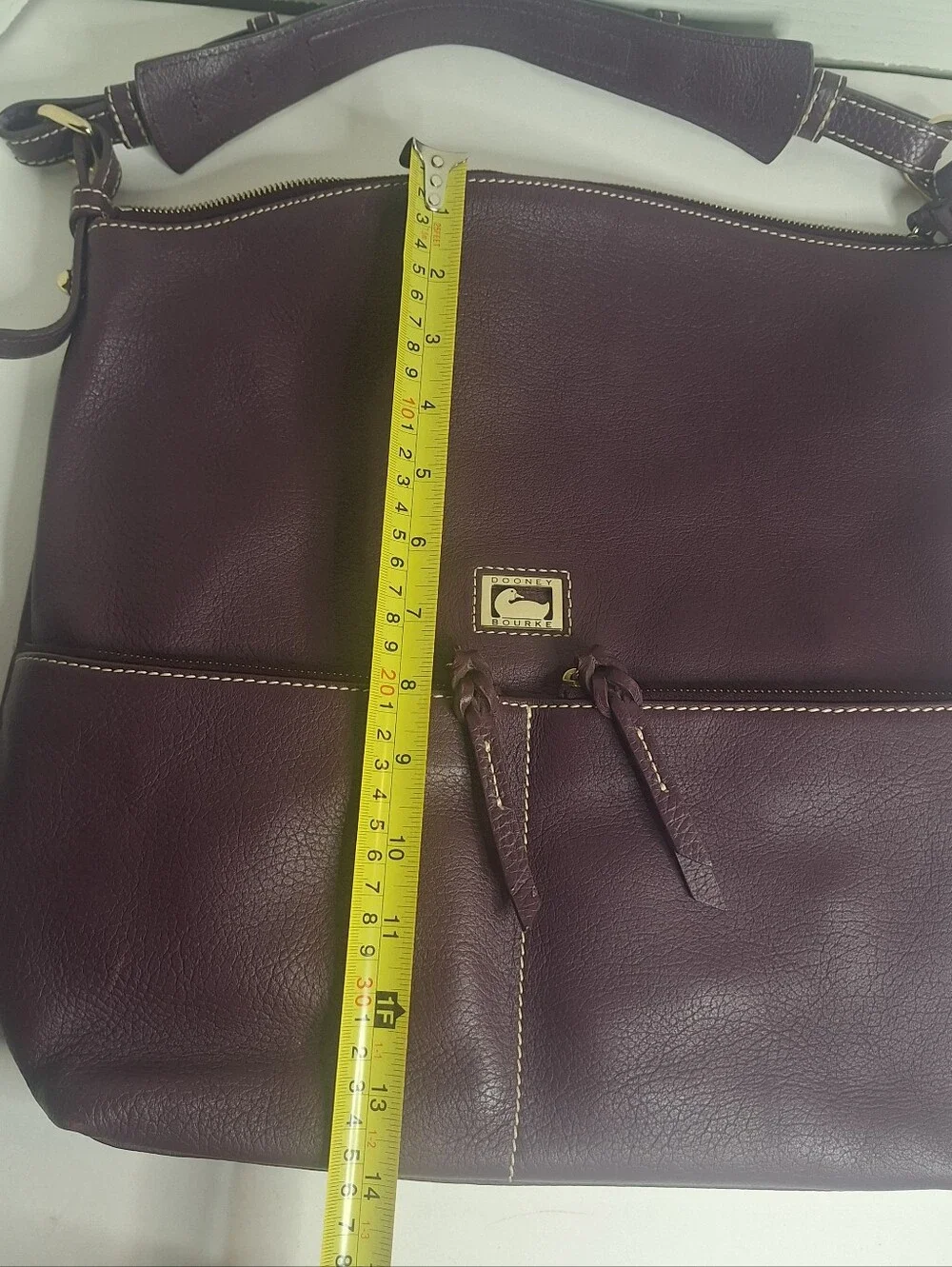 Dooney & Bourke Dillen Double Pocket Satchel Large Handbag Purse Purple Plum